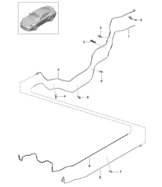 Diagram 201-010 Porsche Cayenne Turbo V8 4.8L Petrol 500HP Fuel System, Exhaust System