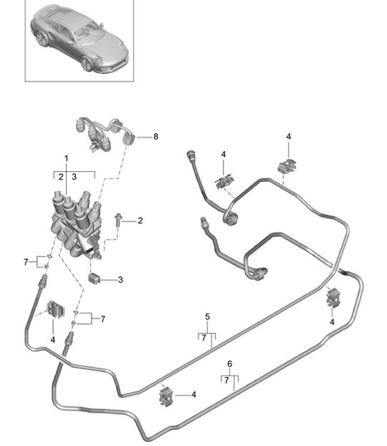 Diagram 402-022 Porsche Boxster 986/987/981 (1997-2016) Front Axle, Steering 