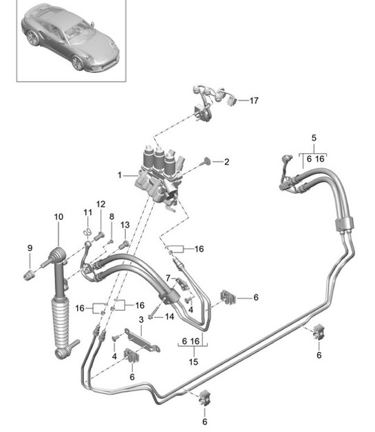 Diagram 402-032 Porsche 992 (911) MK1 2019-2024 Front Axle, Steering 