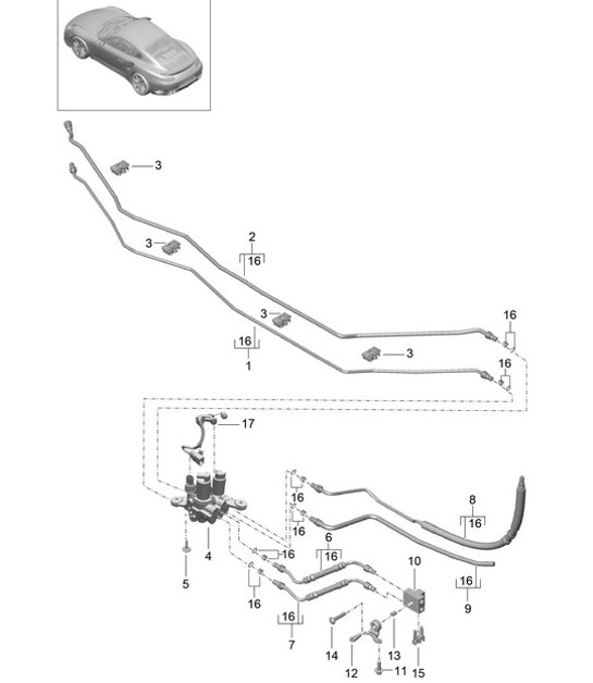 Diagram 402-042 Porsche Cayman 718 2.0L Manual (300Bhp) Front Axle, Steering 