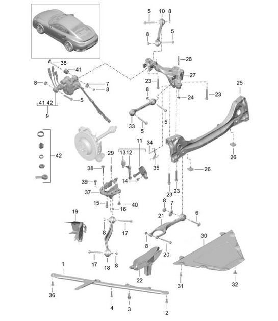 Diagram 501-001 Porsche 991 (911) MK1 2012-2016 Rear Axle