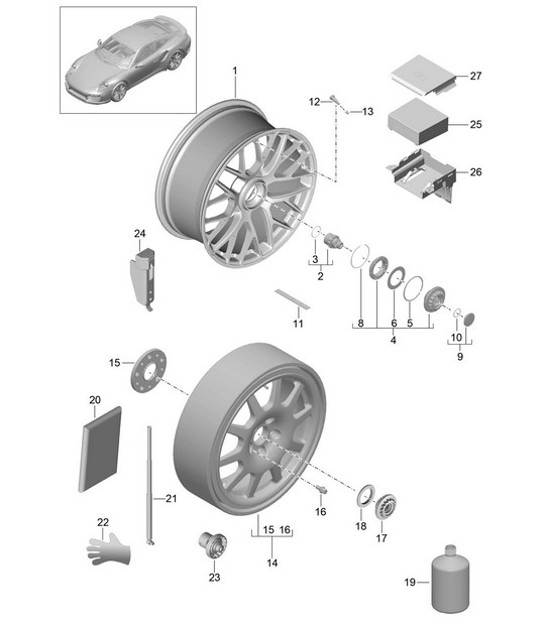 Diagram 601-001 Porsche Boxster 718 (982) 2017>> Wheels, Brakes