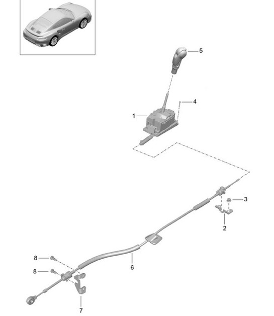 Diagram 701-002 Porsche Panamera S V8 4.8L Hand Lever System, Pedal Cluster 