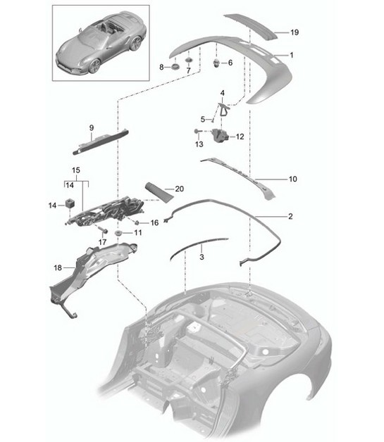 Diagram 811-060 Porsche Boxster 986/987/981 (1997-2016) Body