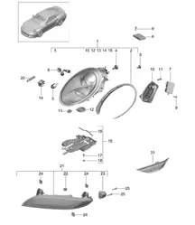 Scheinwerfer / Zusatzscheinwerfer / Blinker / Seitenmarkierungsleuchte / Blinker-Repeater (PR:603) 991 Turbo >> 2016