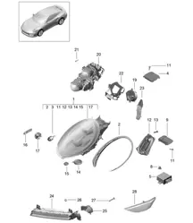 Scheinwerfer / Zusatzscheinwerfer / Blinker / Seitenmarkierungsleuchte / Blinker-Repeater (PR:602, XEY) 991 Turbo / GT2 RS 2017>>