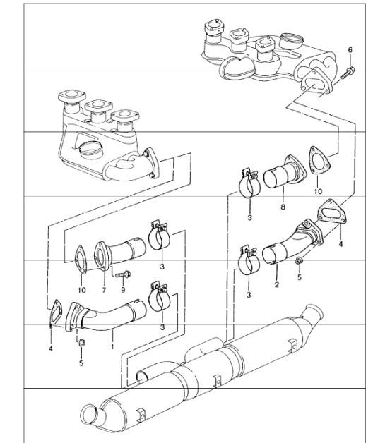 Diagram 202-01 Porsche Cayenne Turbo 4.5L 2003>> Fuel System, Exhaust System