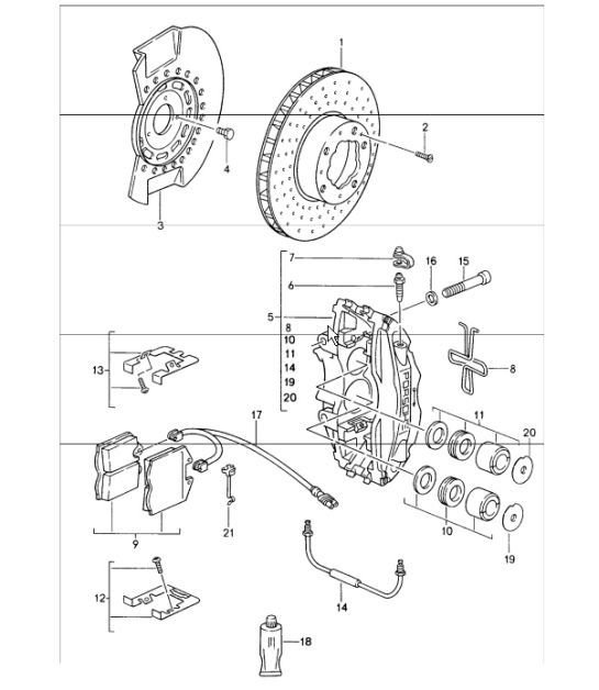 Diagram 602-00 Porsche 911 1975-1977 3.0L Turbo (930) Wheels, Brakes