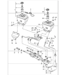 brake fluid reservoir, brake master cylinder, brake booster 993 M339 (all-wheel drive),  993 CARRERA RS and 993 TURBO 1994-98