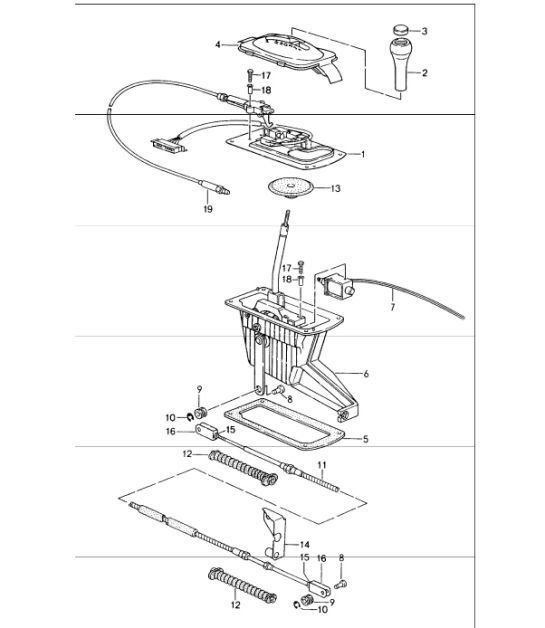 Diagram 701-01 Porsche Cayenne Turbo / Turbo S 4.8L 2007>> Hand Lever System, Pedal Cluster 