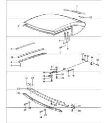 rear window, seal, single parts 993 CABRIO 1994-98