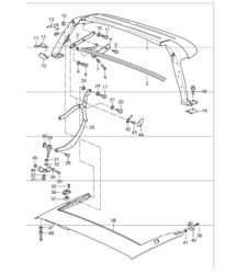 convertible top frame, single parts 993 CABRIO 1994-98