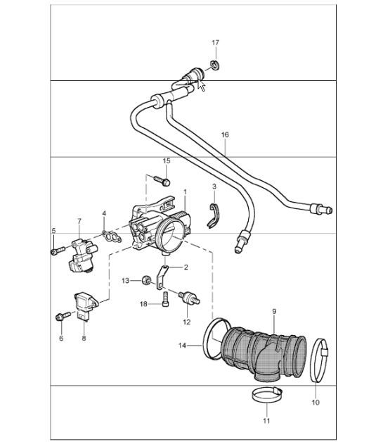 Diagram 107-00 Porsche 996 C4S 3.6L 09/01-2005 Motore