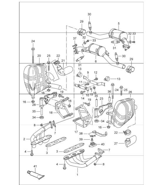 Diagram 202-00 Porsche Panamera S V8 4.8L Fuel System, Exhaust System