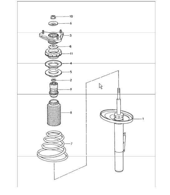 Diagram 402-00 Porsche 996 (911) (1997-2005) Front Axle, Steering 