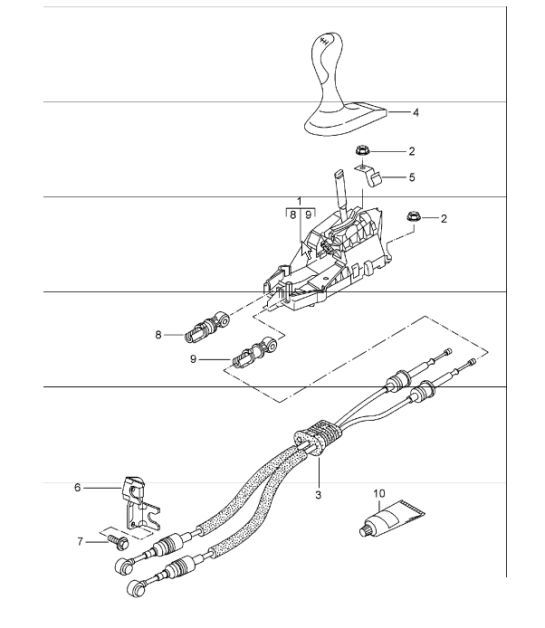 Diagram 701-00 Porsche Cayenne S/GTS 4.8L 2007>> Hand Lever System, Pedal Cluster 
