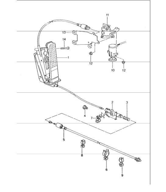 Diagram 702-10 Porsche 996 C4 3.4L 1997-08/01 Hand Lever System, Pedal Cluster 