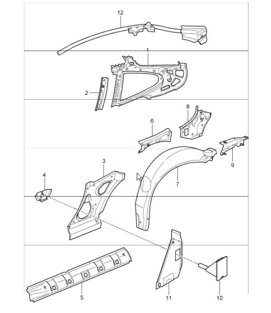 Diagram 801-50 Porsche Panamera 970 MK1 (2009-2013) Body