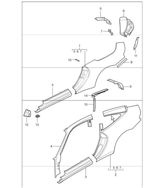 Diagram 801-65 Porsche 996 (911) (1997-2005) Body