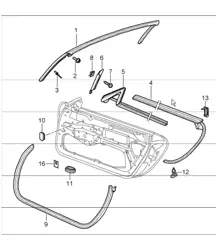 door seal, gasket, windscreen frame 996 1998-05