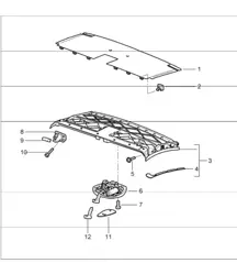 convertible top frame, front, roof frame, catch 996 1998-05