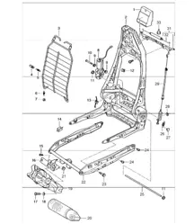 backrest frame,seat frame, standard seat, comfort seat 996 CARRERA 1998-05