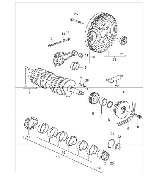 Diagram 102-00 Porsche 996 (911) (1997-2005) Motore