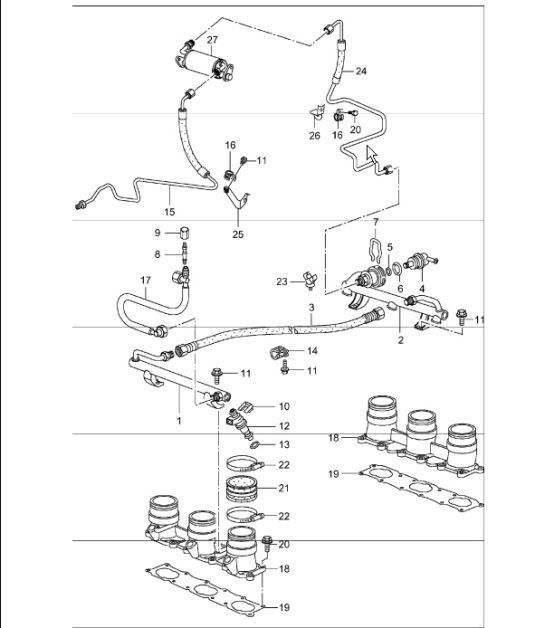 Diagram 107-05 Porsche Cayman S 3.4L 987C 2005-08 Engine