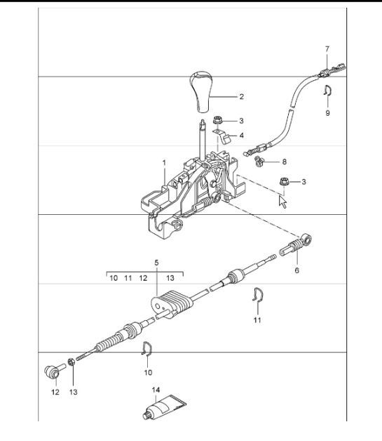 Diagram 701-01 Porsche 964 (911) (1989-1994) Hand Lever System, Pedal Cluster 