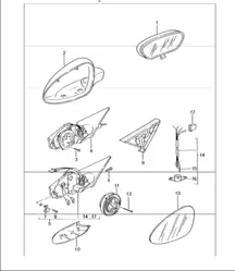 interior mirror, door mirror 996 TURBO 2001-05