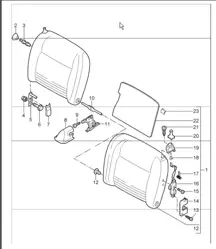 back seat backrest 996 TURBO CABRIO 1998 ONWARDS