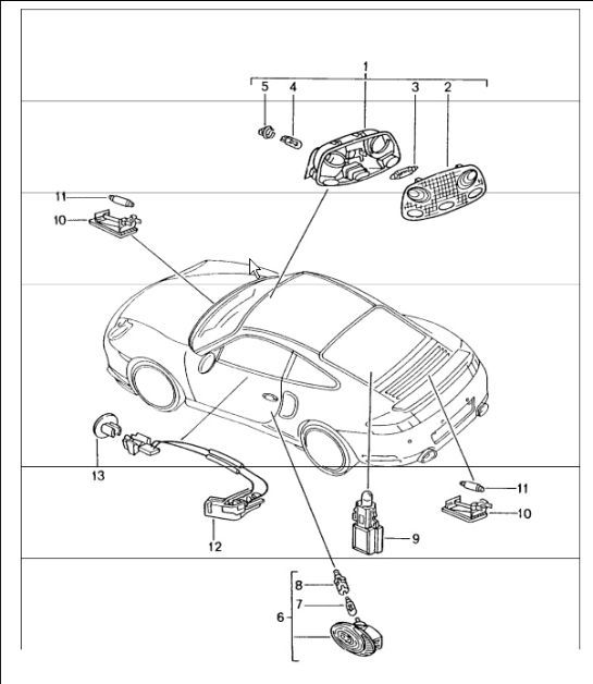 Diagram 903-04 Porsche Boxster 986/987/981 (1997-2016) Electrical equipment