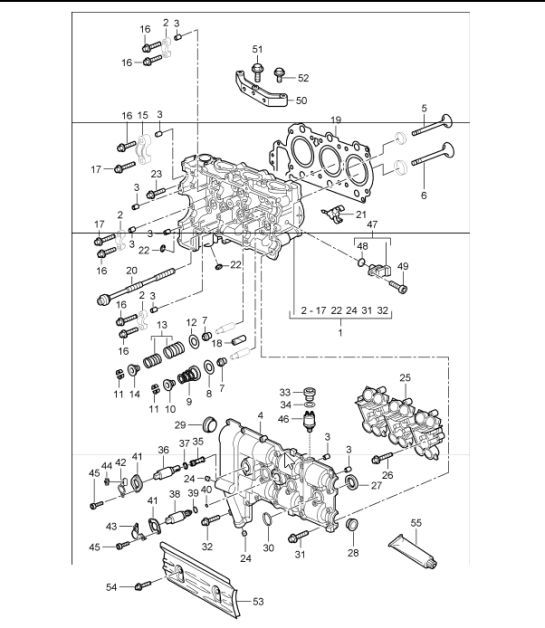 Diagram 103-00 Porsche Cayenne 9PA1 (957) 2007-2010 Engine