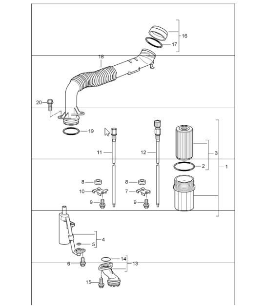 Diagram 104-05 Porsche Cayenne 92A (958) 2010-2017 Engine