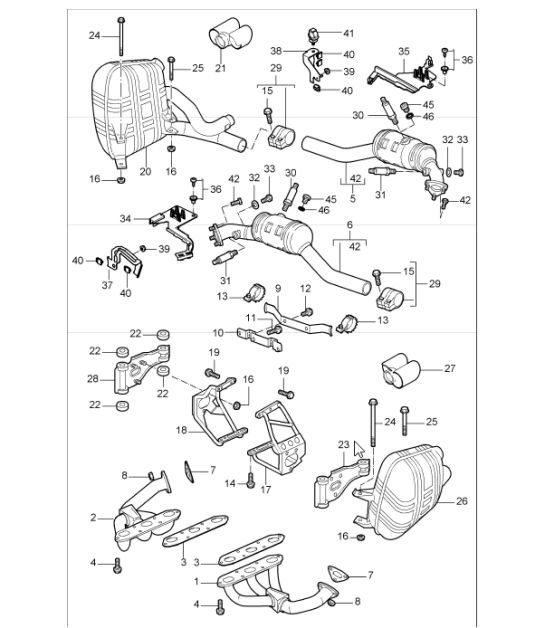 Diagram 202-01 Porsche Cayenne S V8 4.2L Diesel 382 CV Sistema di alimentazione, sistema di scarico