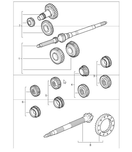 Diagram 303-00 Porsche Boxster S 986 3.2L 2003-04 Transmission