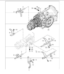gear shift rod, shift rod, shift fork for 997.1 CARRERA C2 G97.01 2005-08 and 997.1 CARRERA C4 G97.31 2006-08