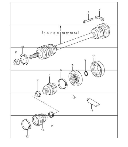 Diagram 401-10 Porsche 997 (911) MK2 2009-2012 Front Axle, Steering 