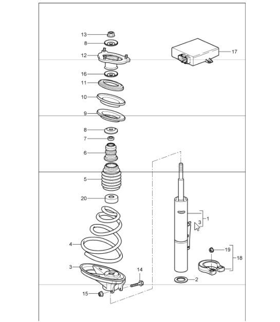 Diagram 402-01 Porsche 996 C4 3.6L 09/01-2005 Front Axle, Steering
