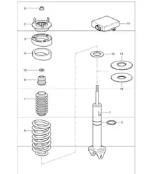 Ressort hélicoïdal d'amortisseur pour 997.1 CARRERA 4 / 4S 2005-08 et 997.1 TARGA / S 2007-08