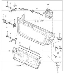 door in white, installation parts and  door lock for 997.1 2005-08