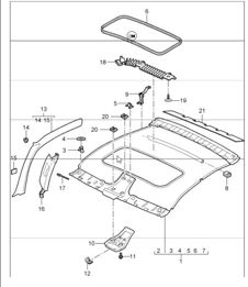 rooflining a-pillar 997.1 COUPE / TARGA 2005-08 rooflining a-pillar 997.1 COUPE / TARGA 2005-08