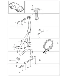 seat belt front 997.1 COUPE / TARGA 2005-08