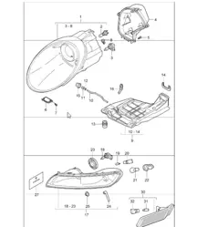 headlamp, additional headlamp, direction indicator light 997.1 2005-08