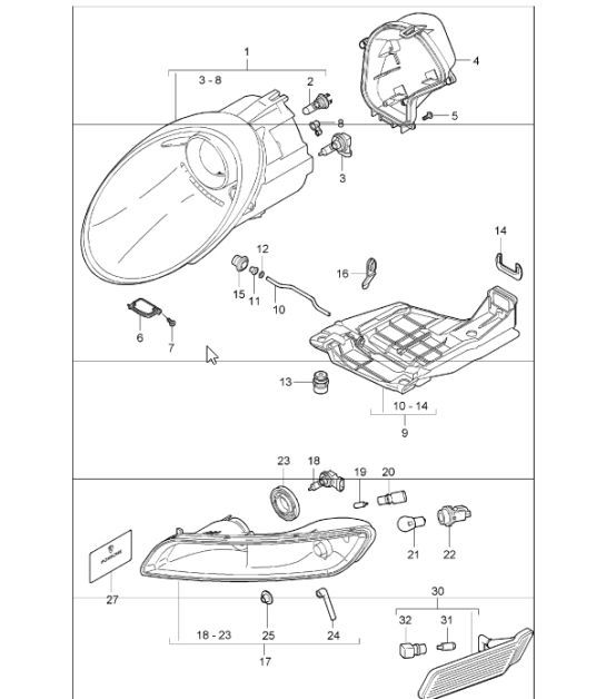 Diagram 905-00 Porsche 911 & 912 (1965-1989) Electrical equipment