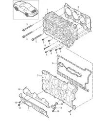 Culasse avec: Soupapes, Joint de culasse, Couvercle de soupape 997.2 Carrera 2009-12