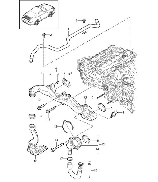 Diagram 105-003 Porsche 996 C4 3.6L 09/01-2005 Engine