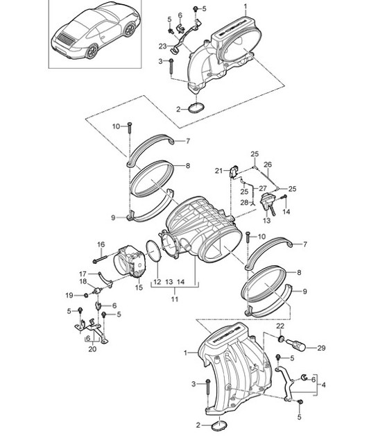 Diagram 107-010 Porsche 997 (911) MK2 2009-2012 Engine