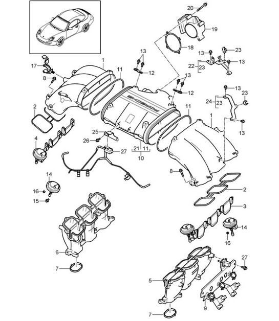 Diagram 107-013 Porsche 993 (911) (1994-1998) Motore