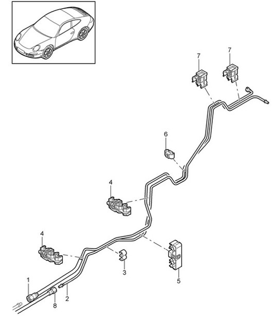 Diagram 201-010 Porsche 997 GT2 2007>> Fuel System, Exhaust System